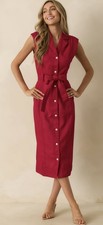 Prosperina Red Shirt Midi Dress In Size M - NWT picture