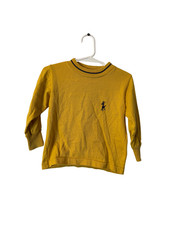 Vintage Health-Tex 3T Mustard Yellow Long Sleeve Shirt Deer Logo Striped Collar picture