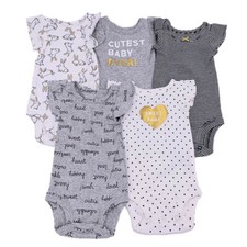 Carter's Baby Girls Infants 5 Pack Flutter Sleeves Bodysuits Set Rompers picture