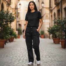 RE/DONE ORIGINALS Cargo Utility Pants Womens Size 24 Washed Black Cotton NWT picture