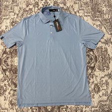 NWT RLX Ralph Lauren Performance Golf Polo Shirt Blue Wicking Men’s L $110 picture