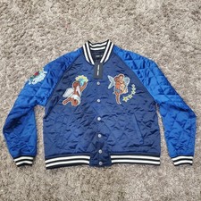 BRAND NEW HOMME FEMME BLUE SATIN CHERUB SOUVENIR JACKET (RARE) picture