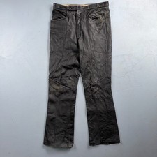 VTG 1950s 1960s Black Leather Motorcycle Pants 31x31 Rockabilly 50s 60s Buco Sty picture
