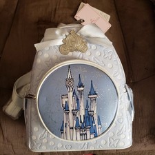 LOUNGEFLY DISNEY CINDERELLA CASTLE W/BOW MINI BACKPACK~ WITH TAGS~ BRAND NEW~ picture
