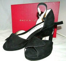 New Sacha London Womens Diva Smoke or Black Kid Suede Wedge Sandals 6, 9 or 10 picture
