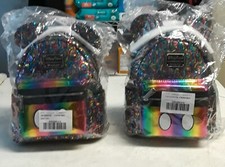 PERFECT GIFT NWT Disney Park Loungefly Sequin Mickey Mouse Rainbow Mini Backpack picture