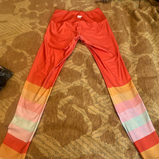 Goldsheep Women’s High Rise Ankle Leggings Rainbow Stripe Yoga M picture