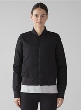 Lululemon Non-Stop Bomber Jacket REVERSIBLE Sz 8 Black Full Zip Closure Light picture
