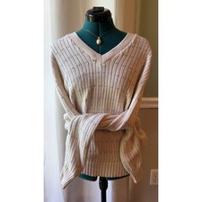 Vintage V-Neck Cream/Cerulean Blue/Tan Grandma Sweater Cottage Academia Preppy picture