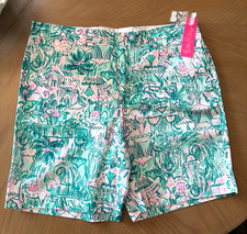 Lilly Pulitzer Shorts Mens 38 Beaumont Palm Beach Pastel Postcard--NWT picture