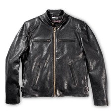 Men's Real Leather Cafe Racer Motorcycle Jacket Vintage Black Biker Leather Coat picture