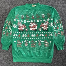 Vintage 90s Sky Lite Santa Noel Christmas Sweatshirt Pullover Crewneck - Size S picture