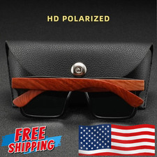 DUBERY Rimless Wood Polarized Sunglasses Men Women Square Wooden Temple Glasses picture