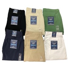 NWT Nautica Men's Classic Fit Straight Stretch Cotton Chino Clipper Deck Pants picture