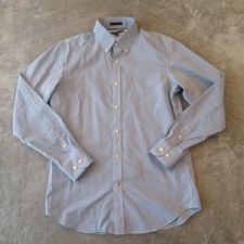 Banana Republic Mad Men Shirt Mens Small Slim Blue Plaid Long Sleeve Button Up picture