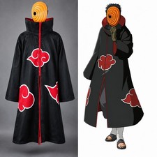 Naruto Tobi Uchiha Obito Costume Robe Cloak Spiral Mask Ring Gloves Large picture