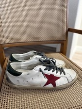 Golden Goose Super-Star White Leather Sneakers Green Heel Tab MENS SIZE 42 US 9 picture