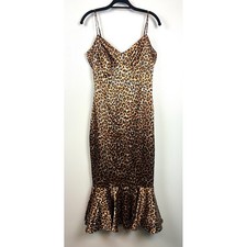 NWT Likely Leopard Veosa Slip Midi Dress Size 4 Ruffled Hem Satin Romantic picture