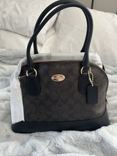 NWT COACH F33904 Signature Satchel Handbag Brown Black picture