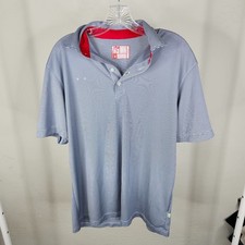 Chick Fil A Oobe Uniform Shirt Men Large Blue Striped Short Sleeve Employee Work picture