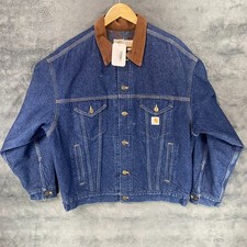 Vintage Carhartt Denim Jacket Blanket Lined Aztec Southwest Trucker Size Large  picture