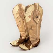 Vintage 1981 Larry Mahan Longhorn Hair On Hide Cowboy Boots Womens 6.5 B Tall picture