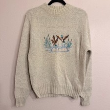 Vintage Lord Jeff Marlborough Wool Blend Duck Embroidered Sweater Mens Medium picture