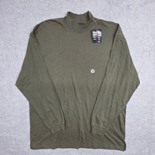 NWT Vintage 90s Trader Bay Men's XL Olive Green 100% Cotton Mock Neck Pullover picture