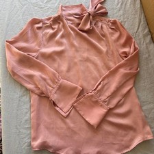 Women's Worthington Pink Satin Blouse with Bow Detail Size Small picture