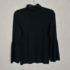 Ann Taylor size M turtleneck sweater black wool bell sleeves minimalist picture