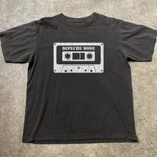 Depeche Mode Vintage Cassette Synth Pop Band Black Graphic T-Shirt picture