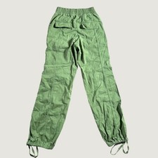 Bershka Chunky Cargo Pants Green High Waisted Utility Drawstring Hem XS picture
