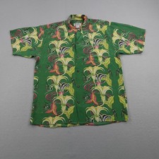 Vintage Avanti Shirt Mens XL Green Silk Hawaiian Aloha Floral Lightweight Camp picture