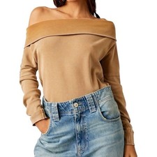 Free People Not The Same Tee Iced Coffee Off Shoulder Top Medium picture