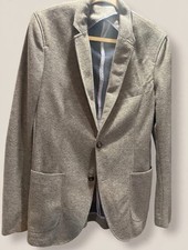 Zara Mens Gray Blazer 40R EU 50 Elbow Patches Sport Coat Jacket picture