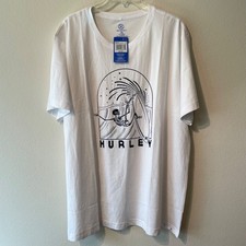 Hurley Men’s XXL Skeleton Surfing Graphic T-Shirt White 2XL Cotton NWT picture