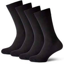 Duna Mens Black Dress Cotton Crew Socks Super Soft and Breathable Socks for Men picture