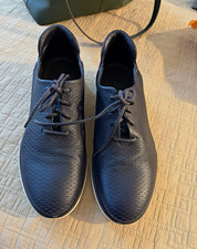 Giorgio Armani Men's Leather Lace-Up Sneakers Black/White Sole US 9.5 picture