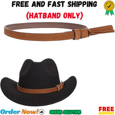 PU Leather Hat Band for Cowboy Hat Decorative Ethnic Hatband Cowgirl Fedora P... picture