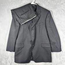 Gieves & Hawkes Savile Row Wool Suit Men's Grey Pinstripe Jkt 44R Trs W38