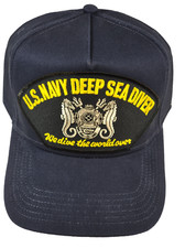 U.S. Navy DEEP SEA Diver We Dive The World Over HAT - Navy Blue - Veteran Owned picture