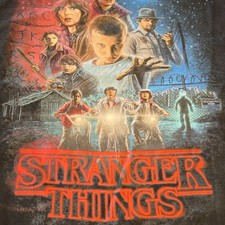 **NEW** Stranger Things Men's XL Black Graphic Logo Tee Short Sleeve Crew Neck picture