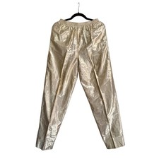 Vintage Stuart Lang Metallic Gold Pants Elastic Waist Straight Leg USA SZ 10 M picture