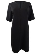 Vince Camuto Women’s Elbow Sleeve Crepe Ponte Dress (L, Rich Black) picture