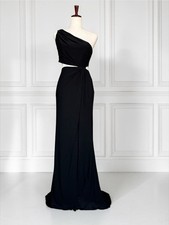 NWT Ieena for Mac Duggal Black One Shoulder Cutout Gown Size 2 MRP $258 picture