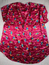 Vintage Disney Winnie the Pooh Nightshirt Sleep Shirt Satin Pink Clouds Moons 3X picture