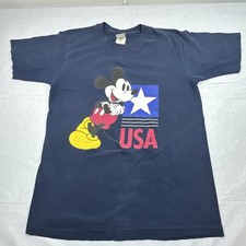 Vintage Disney Mickey USA Tshirt Adult Single Stitch Navy Sz- L #7017 picture