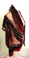 VINTAGE SILK BLEND ITALIAN SCARF BURNOUT VELVET AND LACE OBLONG 60