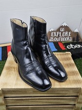 vintage hanover 3680 western boots side zip men 11 D/B black leather ankle usa picture