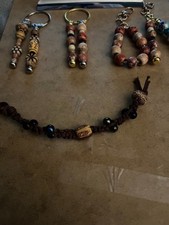 Handmade Macrame Wooden Beaded Key Chain picture